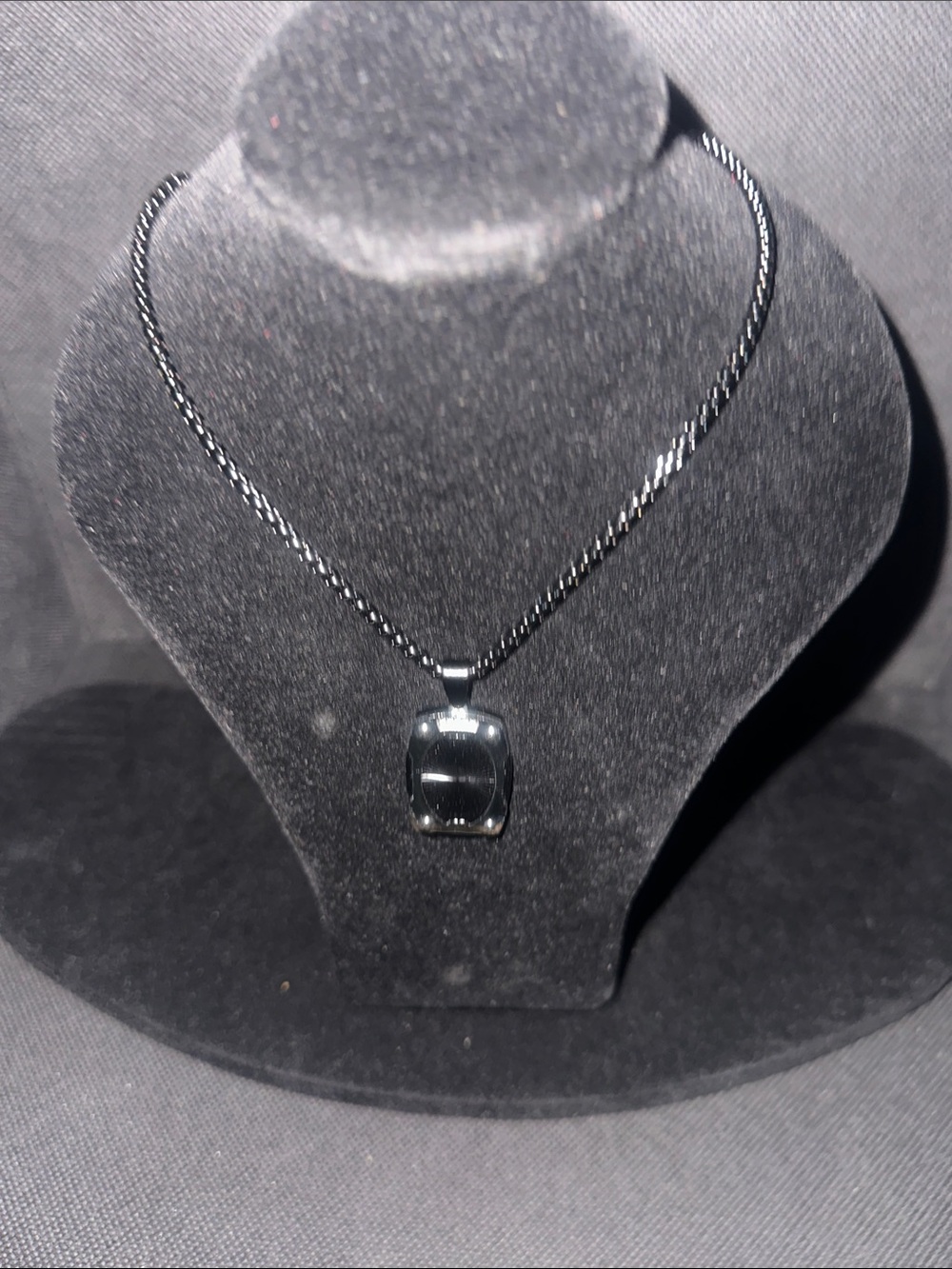 Sterling Silver Rectangular Dog Tag Pendant Necklace